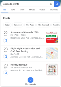 Picture of the Events SERP feature on mobile